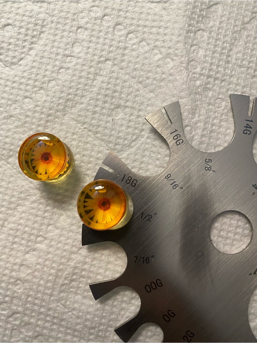 Yellow Sunflower Acrylic Plug Earrings - Pair